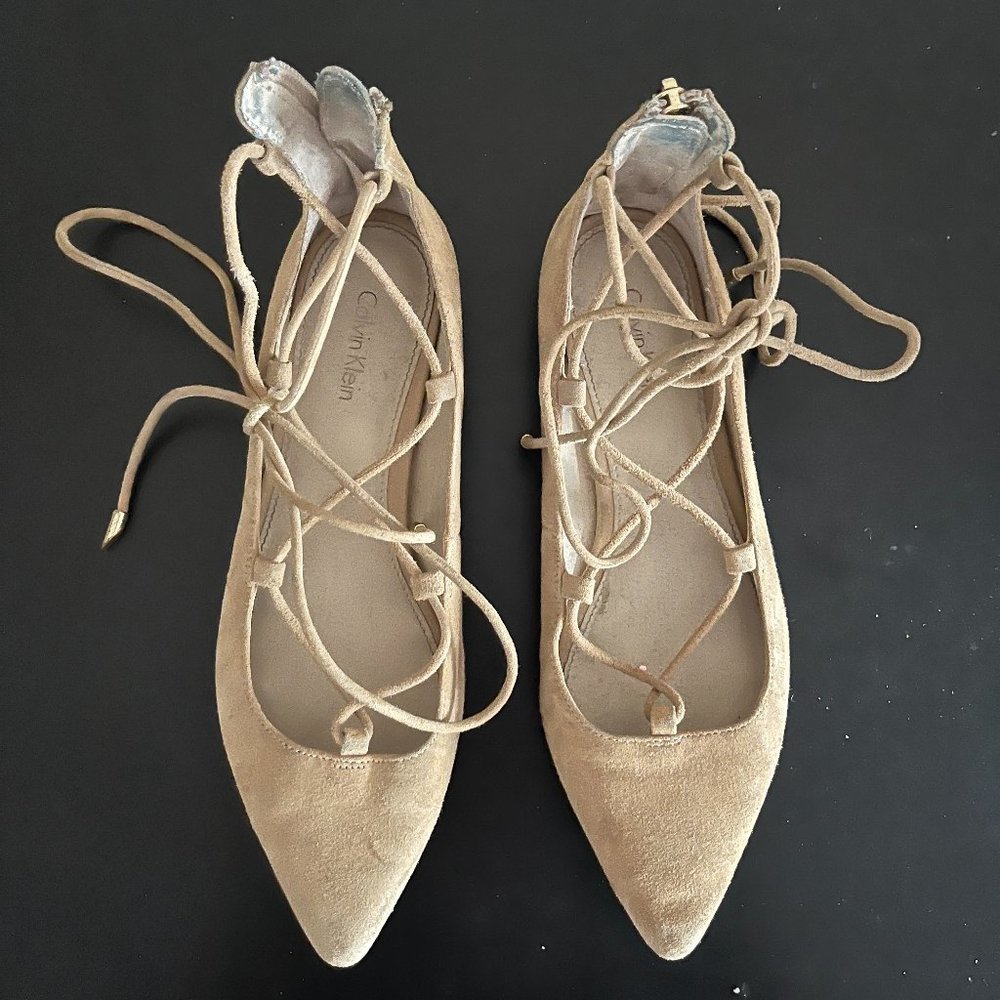 Calvin Klein Nude Lace Up Flats